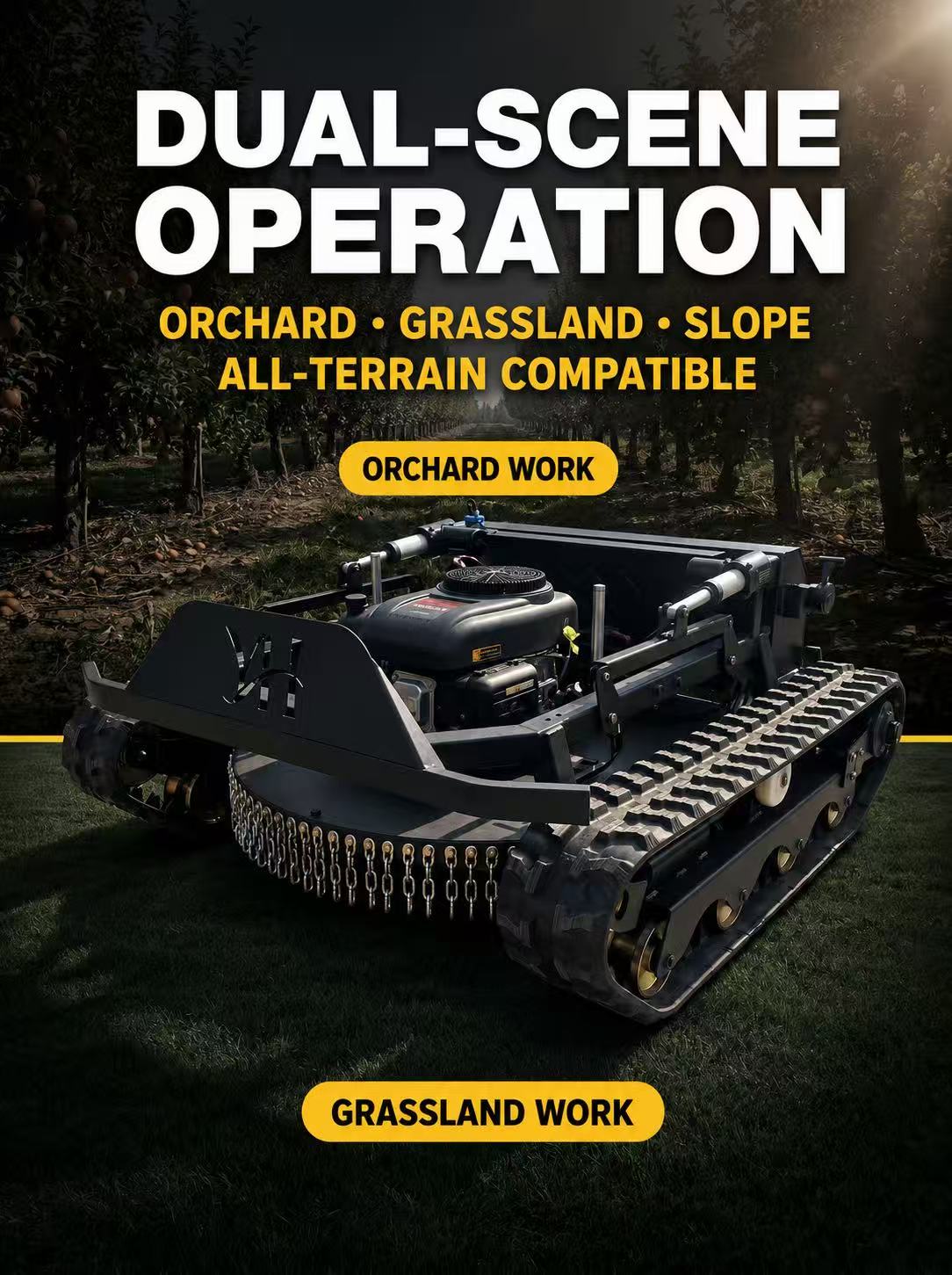 Remote-Controlled Tracked Lawn Mower for Complex Terrain Applications