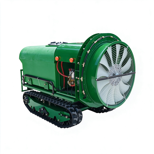 500L Oil-Electric Hybrid Remote Crawler Air Blast Sprayer, Dual 48V Brushless Motor Tracked Fruit Tree Spraying Machine